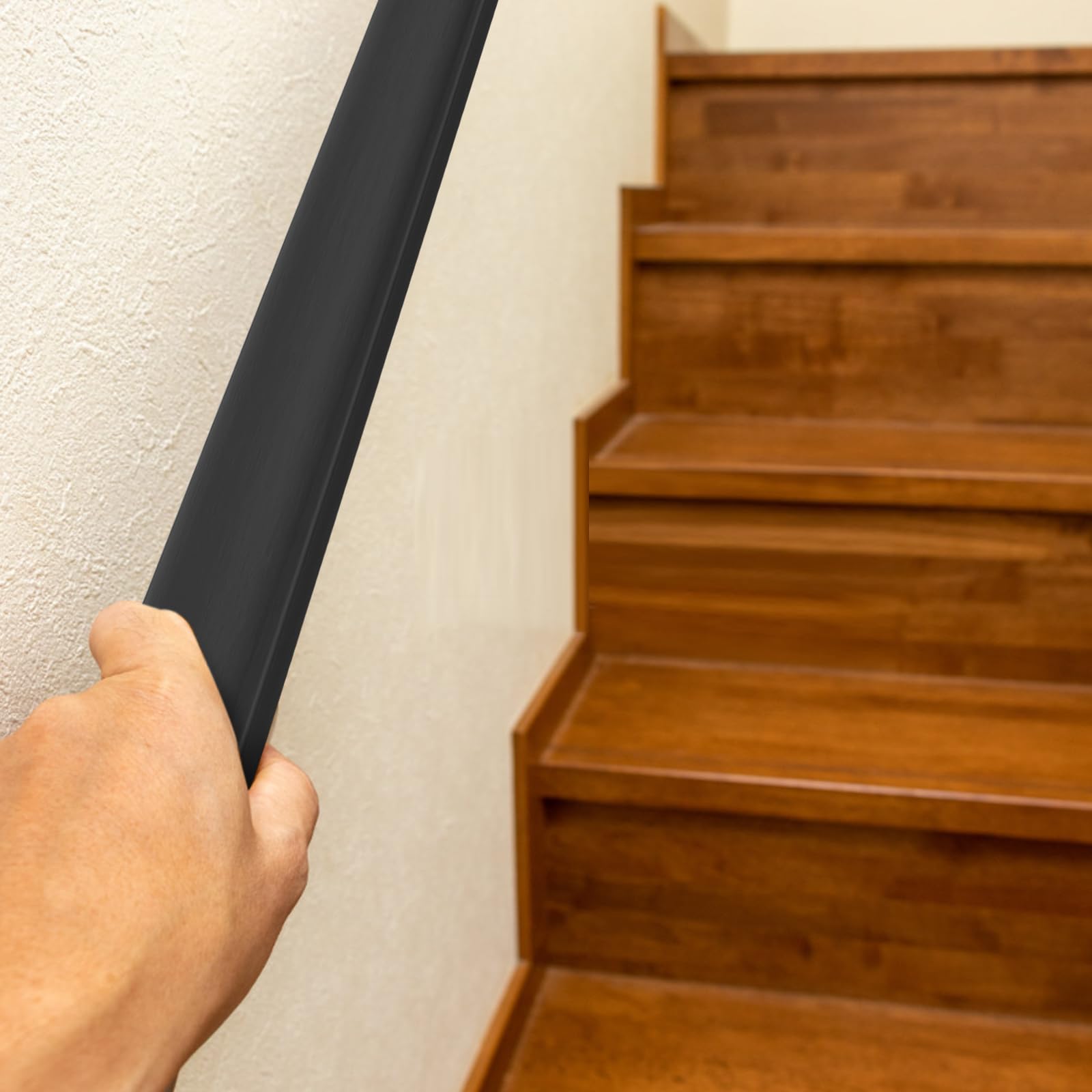 2m-5m Handlauf PVC 40x8 mm Treppenhandlauf Kunststoffhandlauf Profil für Treppengeländer Gummi (5M Schwarz)