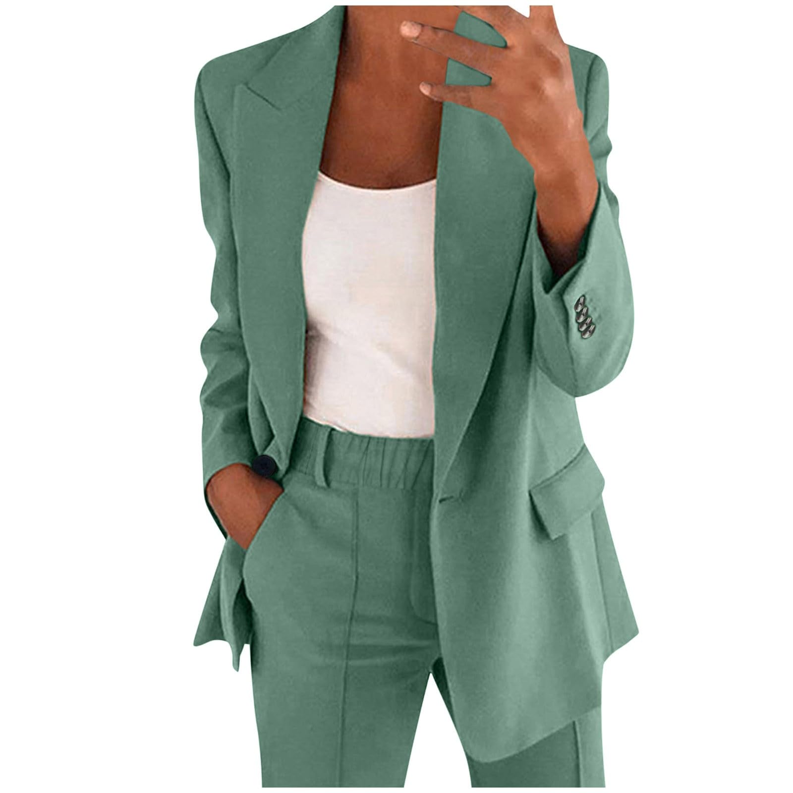 Pant Suits for Women Dressy Suits 2 Piece Business Long Sleeve Formal Casual Blazer Pantsuits Set Work Office