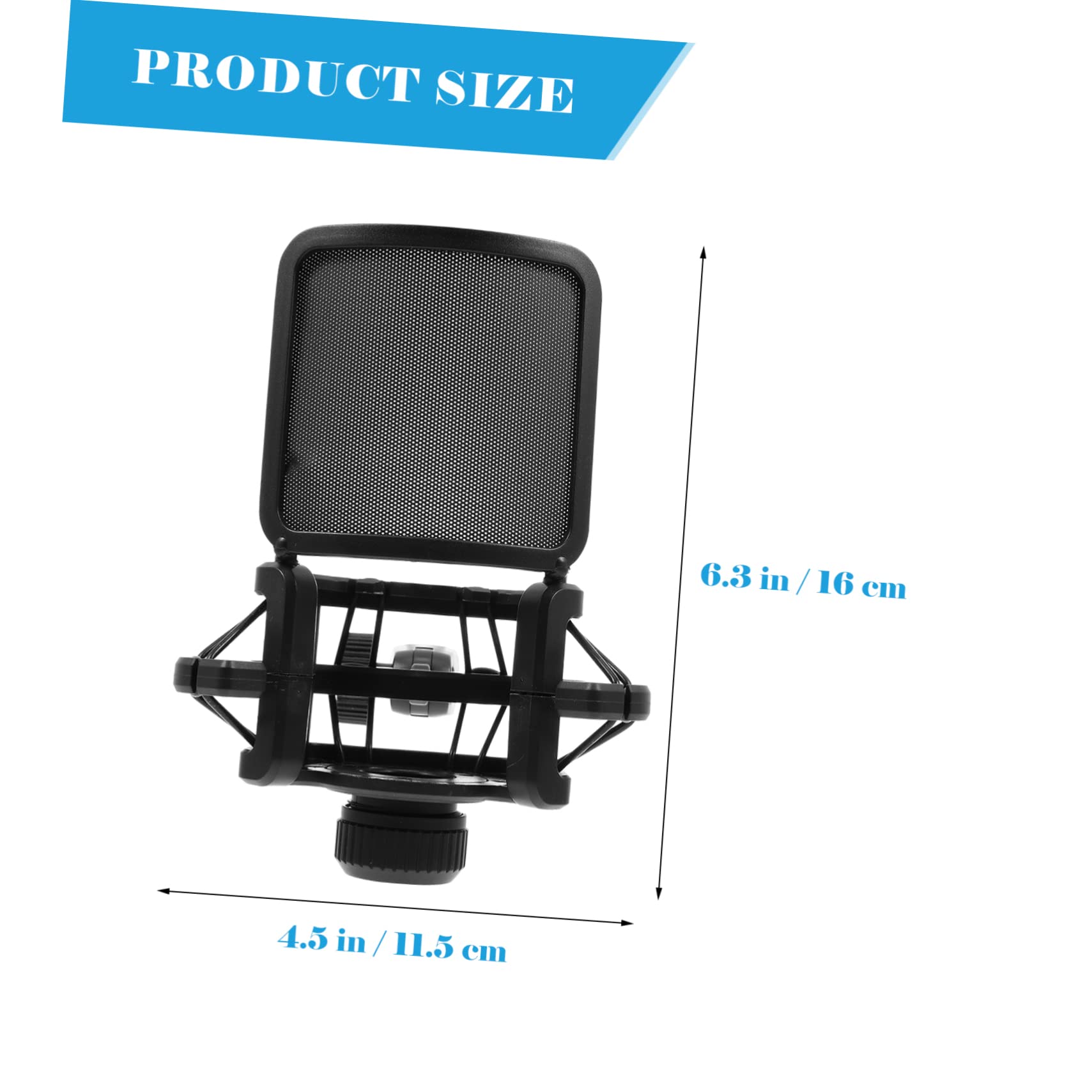 Toddmomy Mic Stand Shock Mount Vibration-Free Holder for Microphone Black Filter Guard