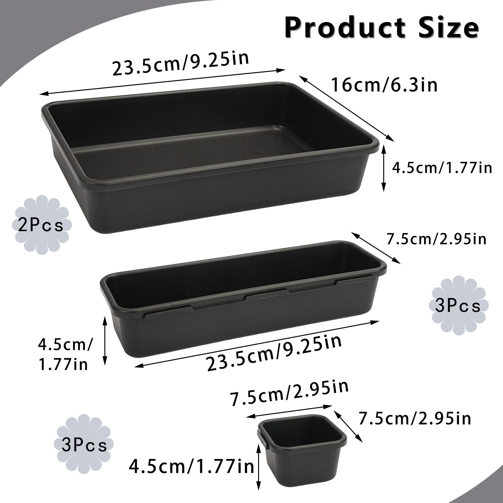Organizer Cassetti Bagno 8 Pezzi, Divisori Contenitori in Plastica per Trucchi Stoviglie Cancelleria