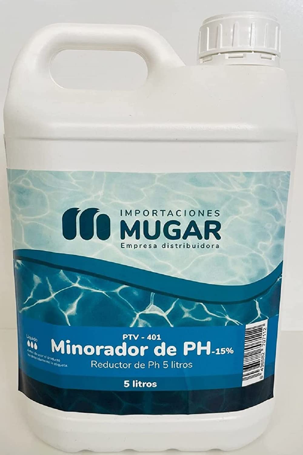 MUGAR- Minorador de pH Minus Sulfúrico para Piscinas. Reductor de pH DE 10, 15 Y 20 litros- Sulfúrico. Envases de Tres cantidades Diferentes Disponibles: 5, 10 y 20 litros.