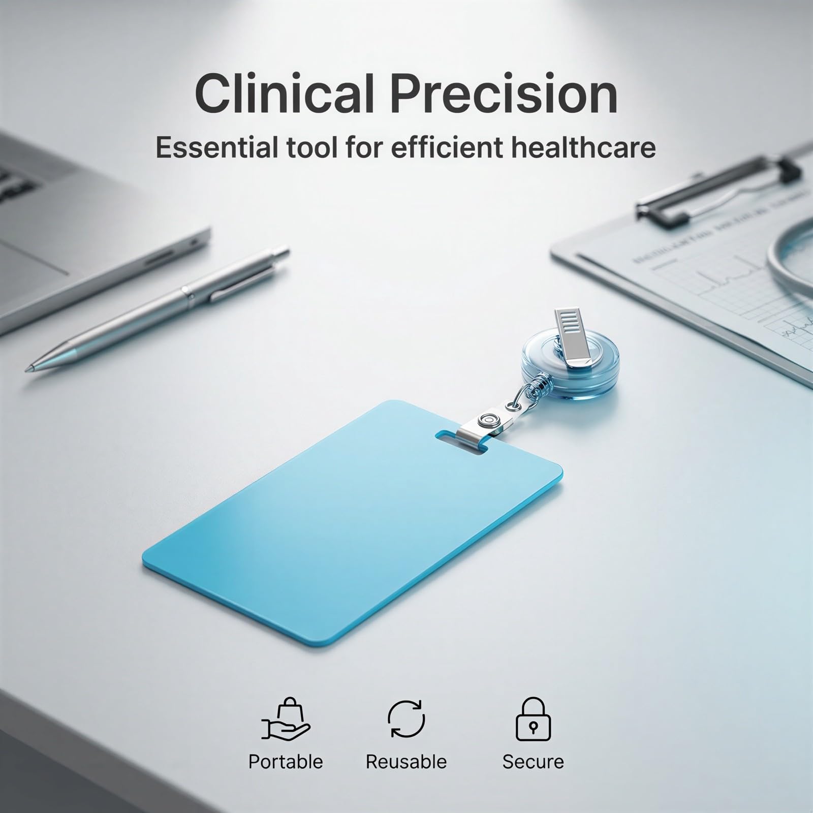 Lot de 4 notes effaçables pour badge avec enrouleurs rétractables, cartes réinscriptibles en silicone réutilisable, support vertical double face pour infirmiers, médecins et bureau