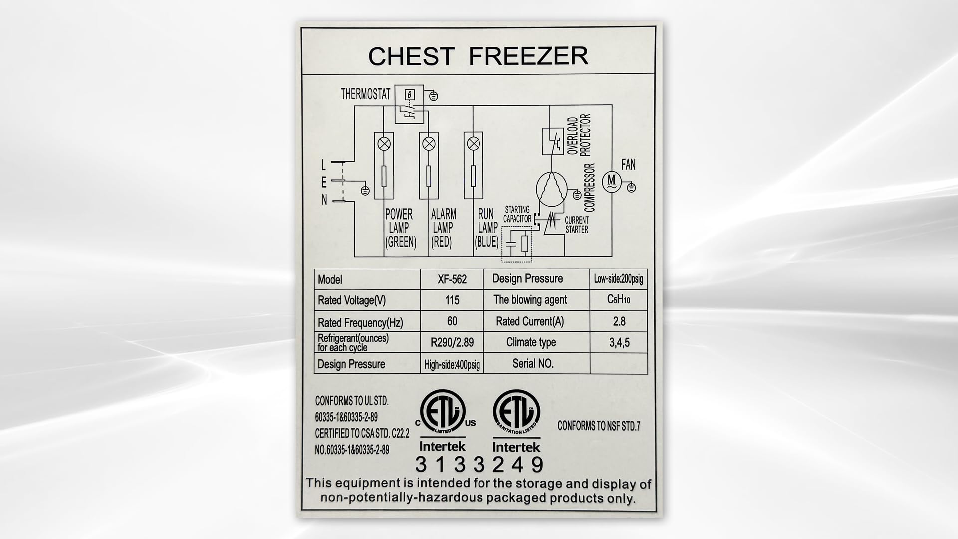 Commercial Chest Freezer, ETL All-Purpose Compact Deep Freezer Solid Top, 65" W 18 cu. ft. Solid door w/Storage Baskets, Ice Cream, White on Fridge.com