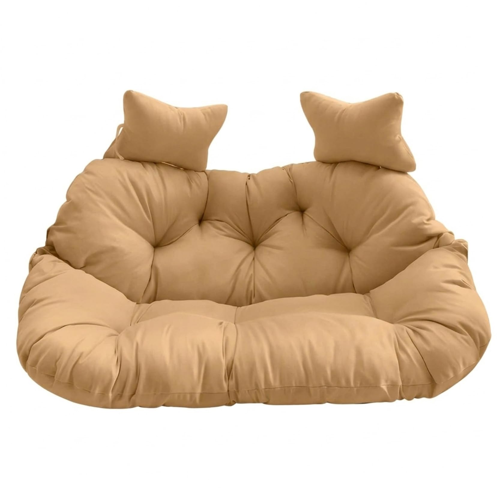 Ginwrek Egg Chair Cushion Replacement Double Egg Chair Cushion Replacement, 130x110cm Thick Padded Hanging with Removable Cover & Pillows, khaki
