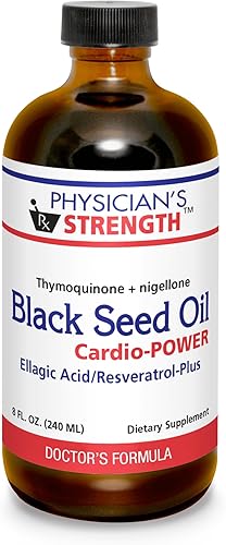 Physician's Strength Black Seed Cardio-Power - 8 onzas líquidas - Ácido elágico / resveratrol Plus - Apoya una mejor salud - Sin OMG - 48 porciones