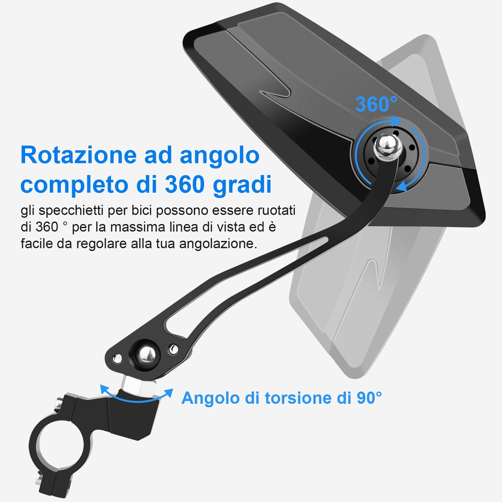 Specchietti per Bicicletta, [1 Pcs,Sinistra]Diyife Specchietto Retrovisore, Girevole a 360° Specchietto Bici,Regolabile Specchietto per Monopattino Elettrico, Moto, Bici