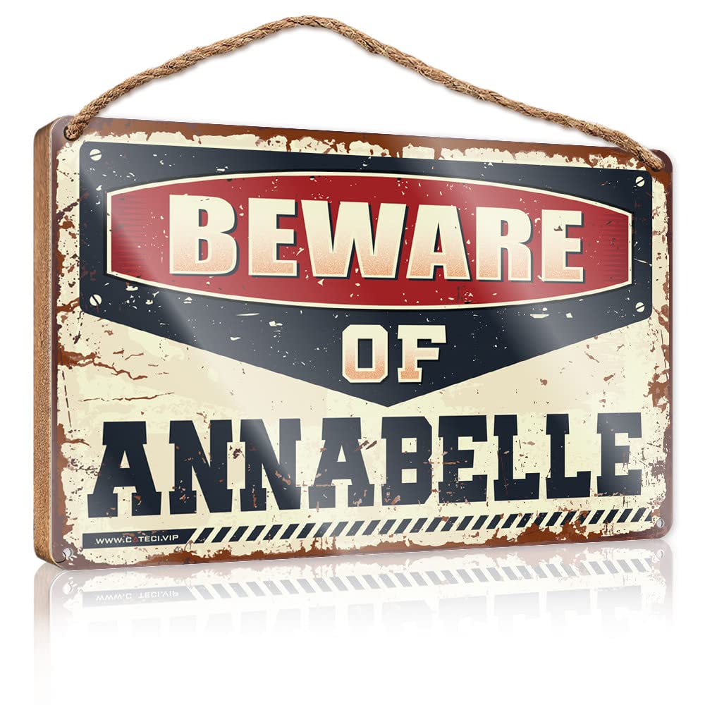 FZFN Farmhouse Door Decor Beware Of Annabelle Wooden Sign Summer Decorations For Home Summer Decorations For(15X28CM)