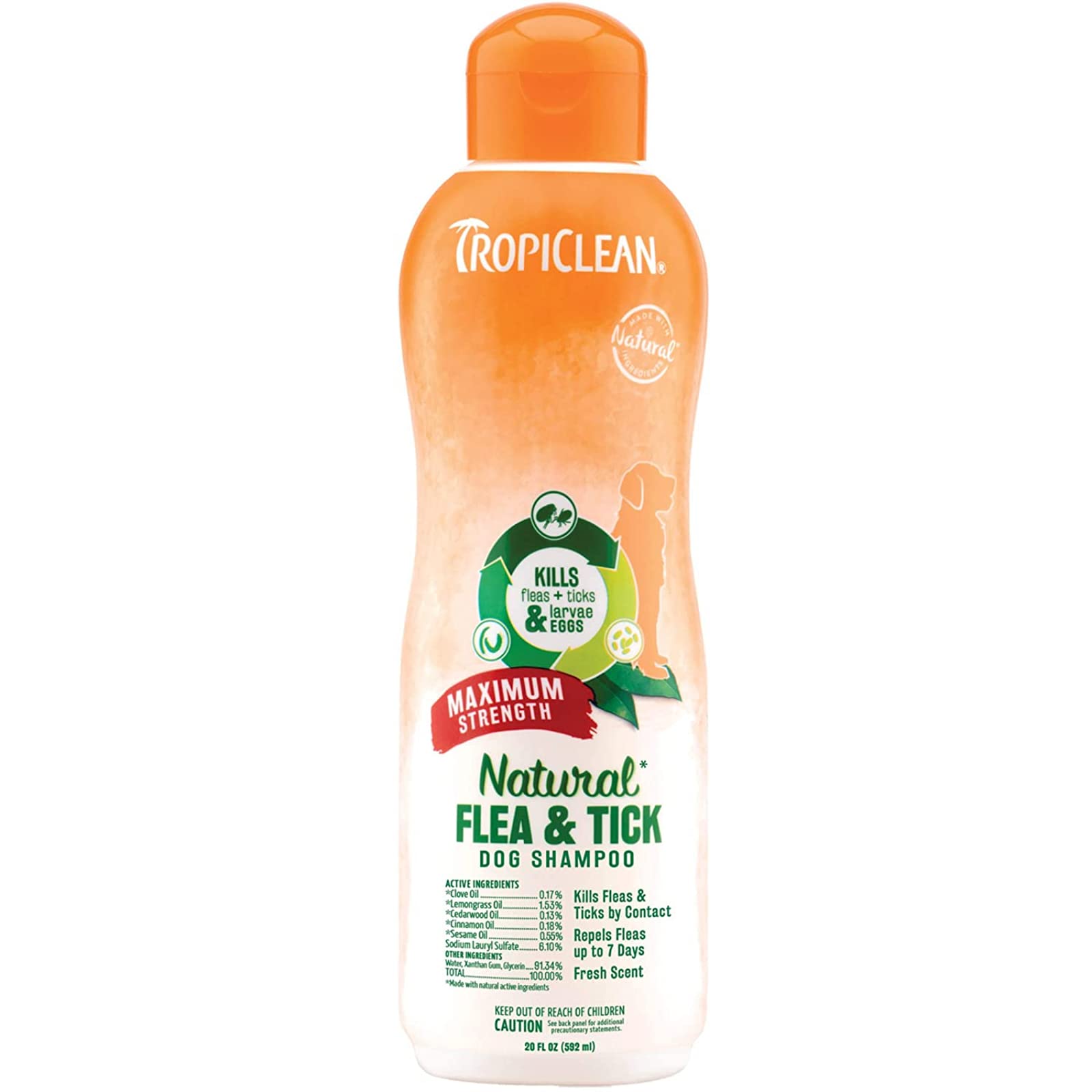 TropiClean Natural Flea & Tick Maximum Strength Shampoo for Dogs, Pet Safe Treatment Prevent and Kills up to 99% of Fleas, Soap Free, Essential Oils Added, 592 ml (B09B4TXJSY) Amazon Price History, Amazon Price Tracker