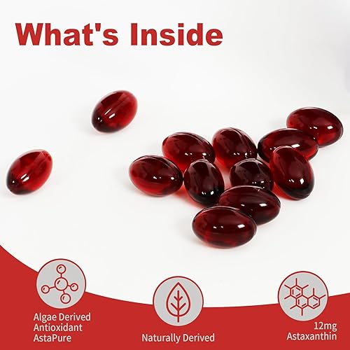 Miniatura 6 de Cápsulas blandas de astaxantina premium de 12 mg, 60 porciones, apoya la salud inmunológica, de la piel, de los ojos y de las articulaciones, sin