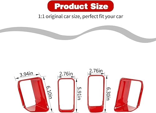 Miniatura 7 de Cubierta de anillo lateral de ventilación de aire para consola central Ford Bronco 24 puertas 2021 + (ABS, 4 piezas, rojo) Modelo A