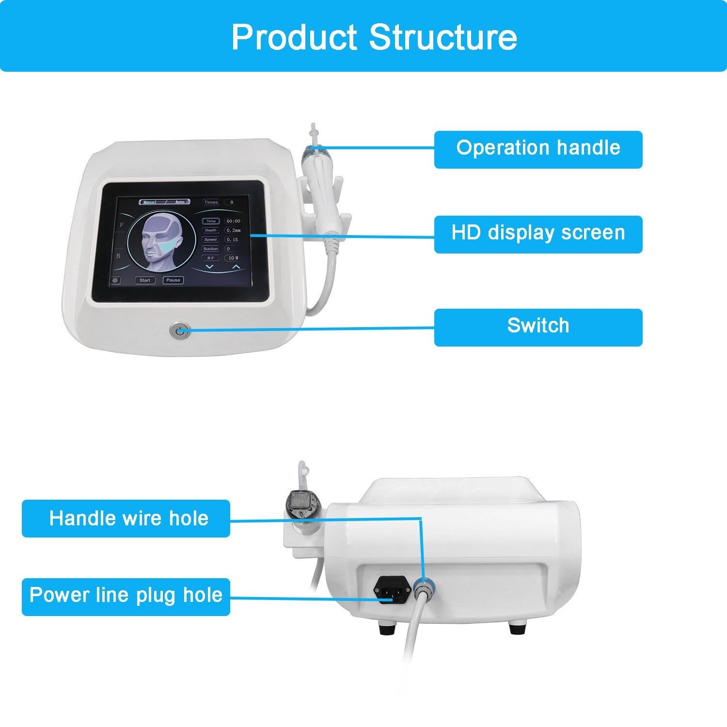 Appareil Professionnel De Micro-Aiguilletage RF,Machine De Lifting Visage 2 en 1,élimination des Cicatrices,Rides,Vergetures Et Pores Dilatés,Stimulation Collagène Usage Institut & Domestique