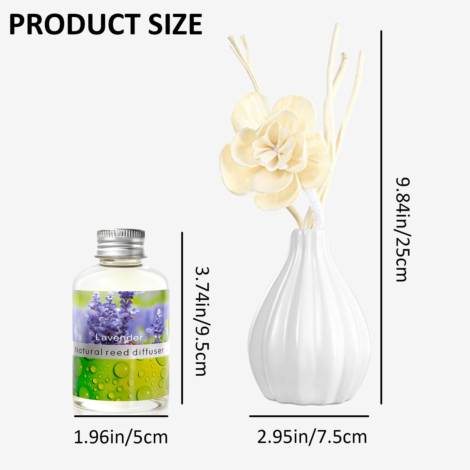 Zestaw dyfuzorów trzcinowych, naturalne patyczki, elegancka butelka ceramiczna, zestaw olejków do aromaterapii, zapach do domu i dekoracyjny dyfuzor (LilyLotus)