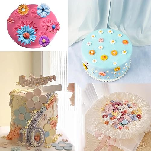 Miniatura 3 de 2 moldes de silicona para crisantemo, formas de flores pequeñas, moldes para hornear pasteles para decoración de pasteles, arcilla, manualidades,