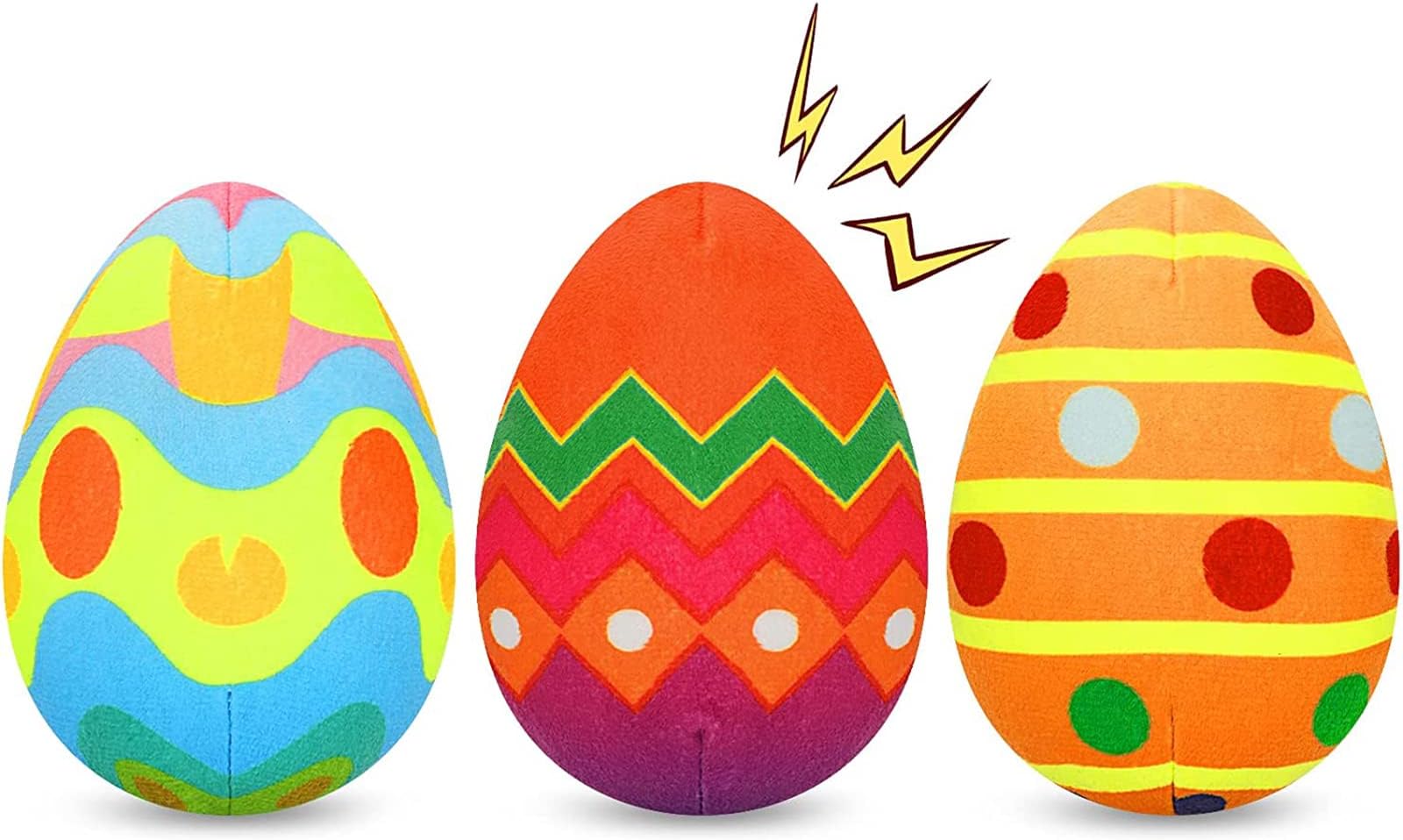 Rypet 3 Pack Easter Toys for Dogs Stuffed Dog Toys Egg Squeaker Plush Pet Toy Puppy Chew Toys Easter Gift for Small Medium Dogs