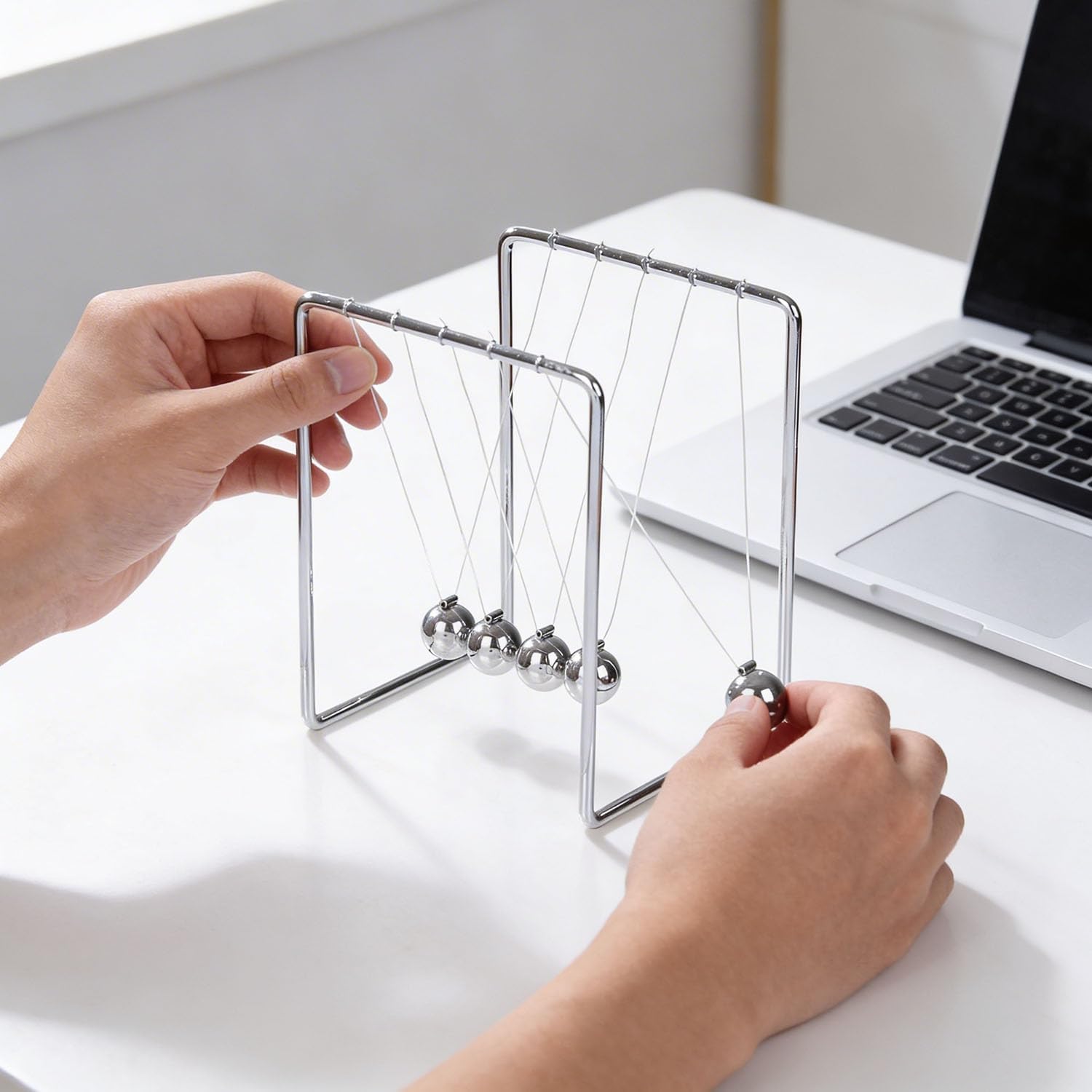 Newton's Cradle Office Desk Toy Executive Perpetual Ball Clicker 3.5" x 3.25" x 4.33" image 4