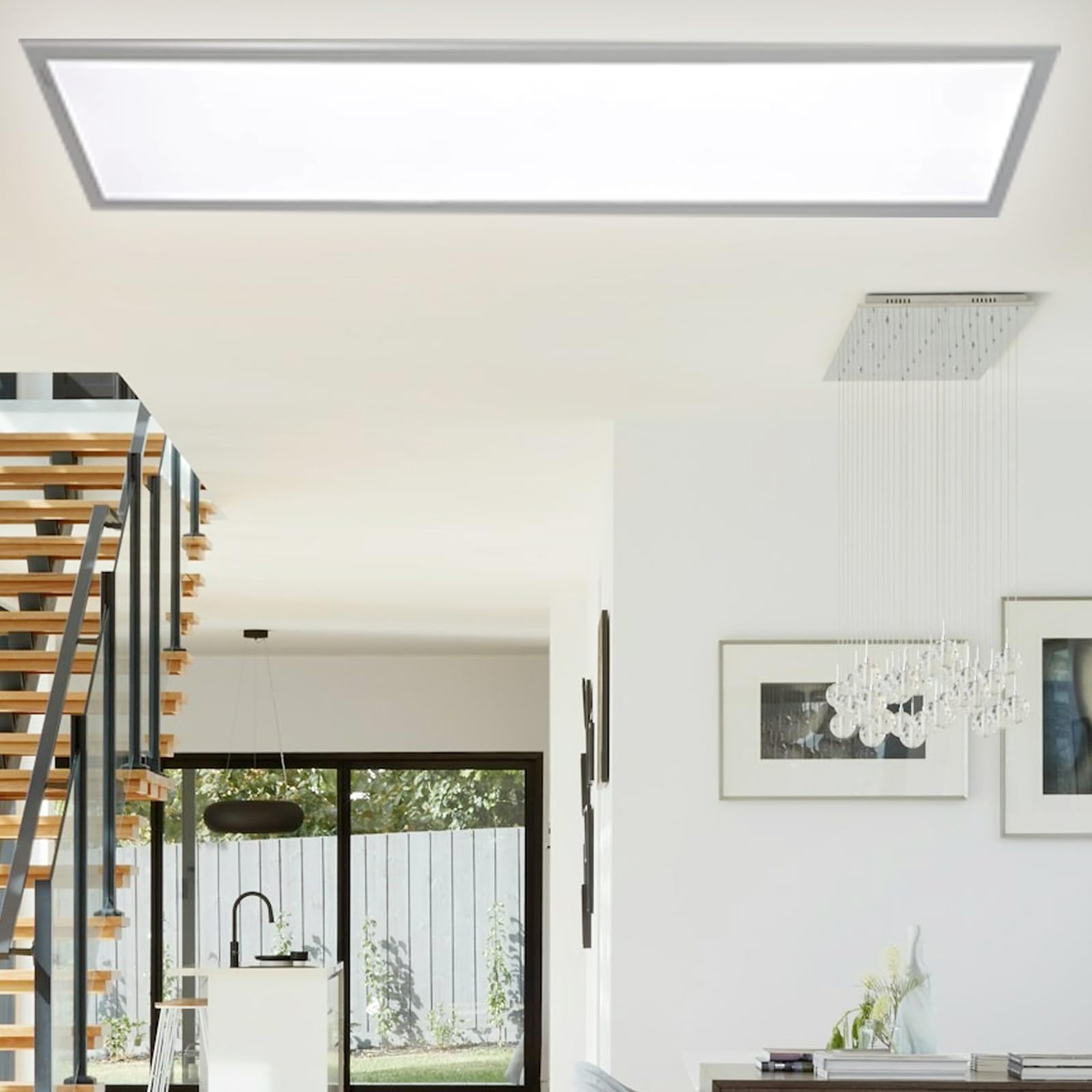 LED Deckenleuchte 120x30 cm, Panel Ultraflach aus Aluminium mit Fernbedienung, Dimmbar Lampe, Einstellbare Farbtemperatur (2700K Warmweiß - 6500K Kaltweiß), Beleuchtung in Wohn- Schlaf- Badezimmer