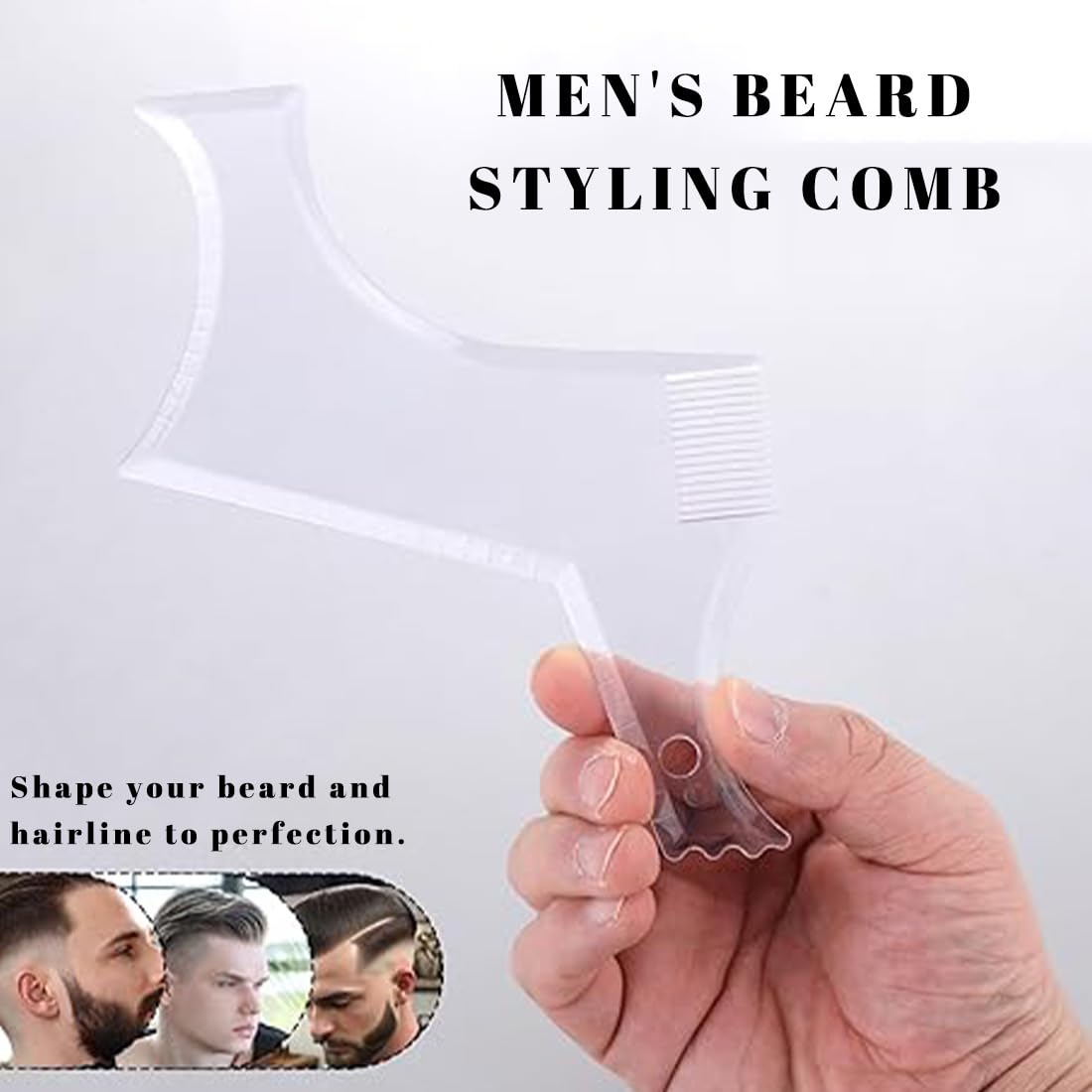 2 PCS stencil Pettine per Barba,Pettine Stencil Barba,Signori pizzetto Collo Sagome per Barba Styling Tool per allineare e rifinire Gli Uomini rasatura della barba,Trasparente