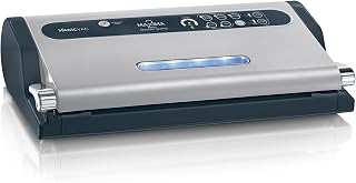 Magic Vac Maxima 2, Máquina Envasadora al Vacío Multifunción para Bolsas al Vacío, Sellado Profesional para Cocinar, Marinar, Sistema Patentado Hecha en Italia, Color Plateado Negro