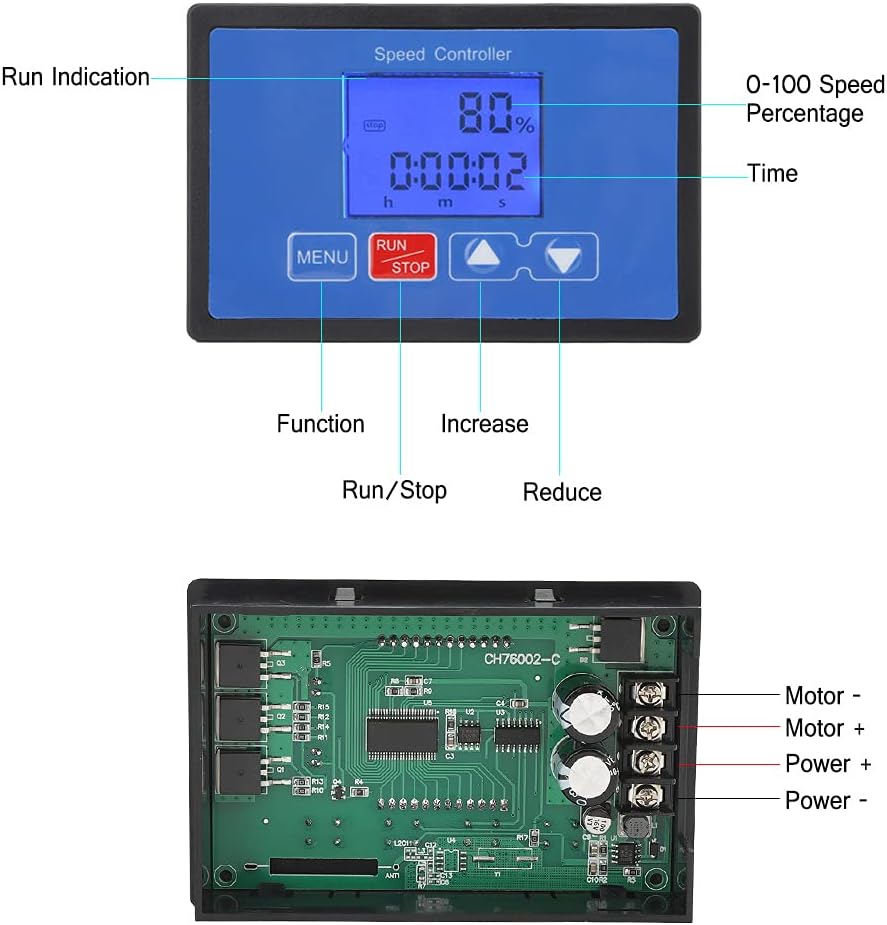 DC Brush Motor Speed Controller Digital LCD Cycle Timer for Motor Regulator 30A