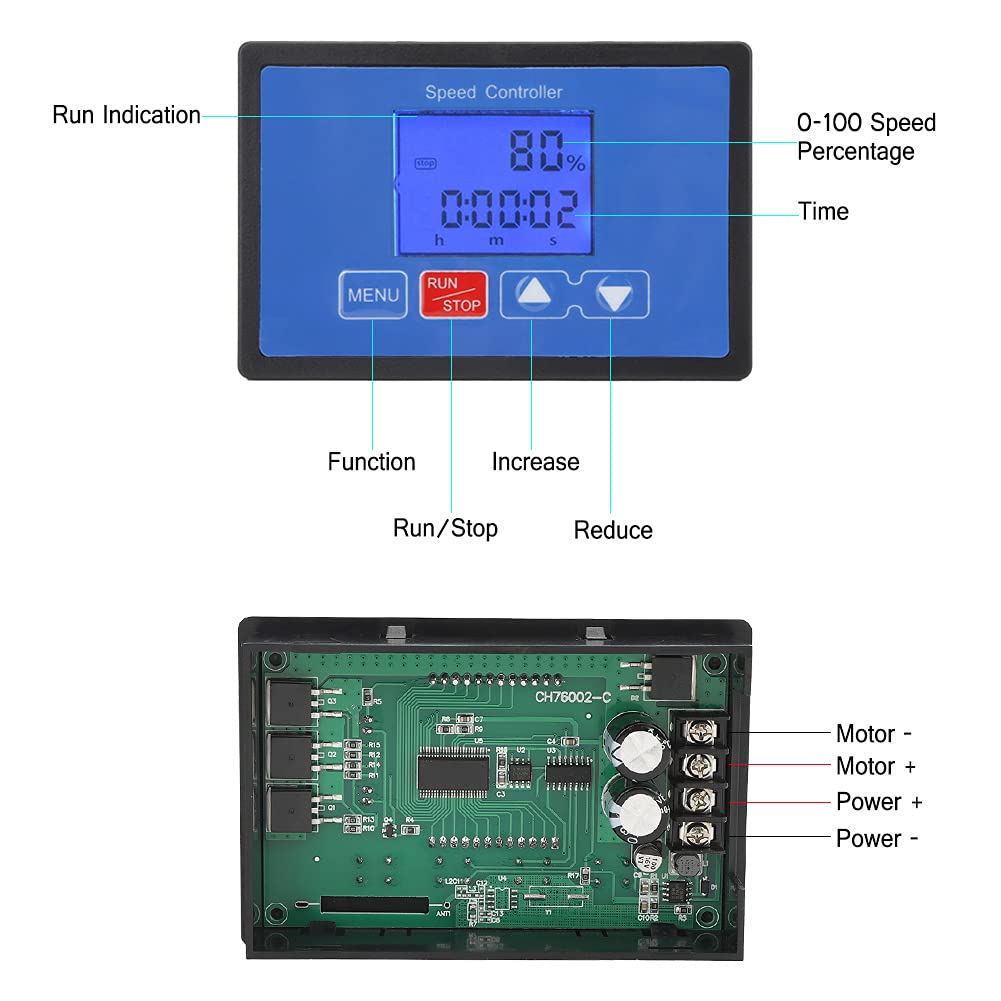 30A 6.5V-55V DC Brush Motor PWM Speed Controller Digital Motor Speed Controller Electrical Motor Controls Digital LCD Cycle Run/Stop Timer