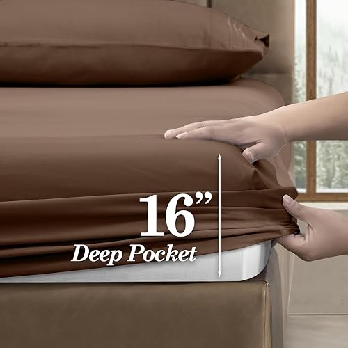 Vista 139 de Juego de sábanas de microfibra de 4 piezas prémium de calidad hotelera 1800 hilos, resistente a las arrugas, ultra suave y transpirable, juego