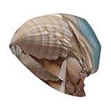 KLLTYHMU Sea Shells and Starfish Slouchy Beanie Hat Knitted Chemo Hats Warm Soft Skull Cap Winter Hat Headwear Gift for Women Men Black