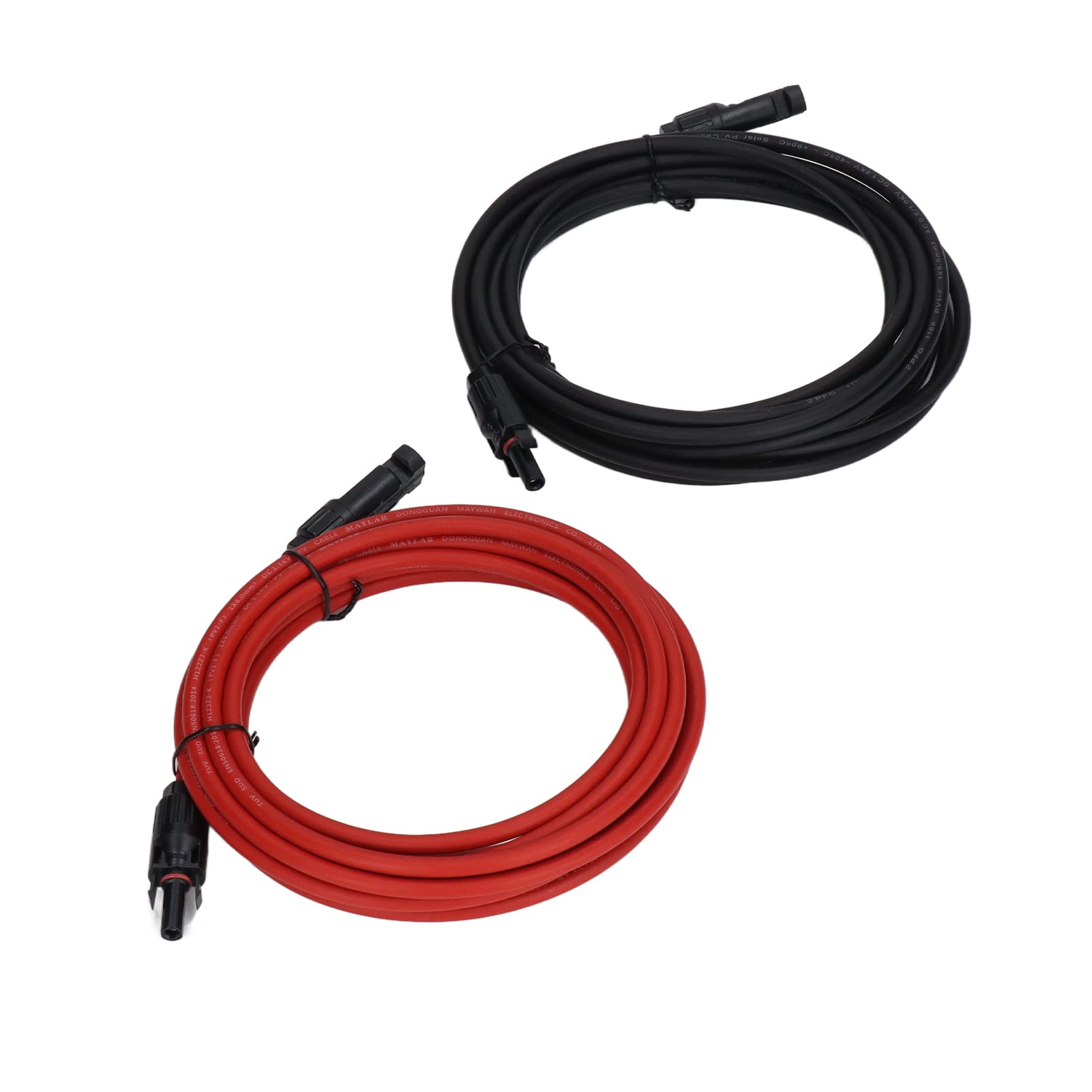 Cavo di prolunga per pannelli solari, 2 pezzi, 10 AWG, 6 mm²; cavo di estensione solare con connettori maschio e femmina; tensione nominale 1000 V CC, corrente nominale 30 A; grado (5 metri)