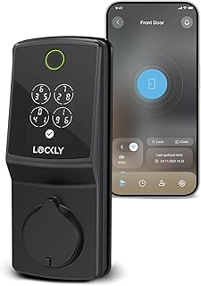 Lockly Smart Lock Secure Pro, puerta de huellas dactilares, entrada sin llave, cerrojo Wi-Fi integrado, teclado PIN Genie, cerradura inteligente de puerta delantera, control remoto de aplicación