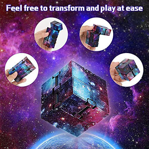Gejoy 4 Pieces Infinity Fidget Cube Toy Handheld Flip Cube Toy Gadget Stress And Anxiety Relief Toys Sensory Tool Cubes For Stress Anxiety Relief And Kill Time Party Supplies, 4 Styles #TOP2
