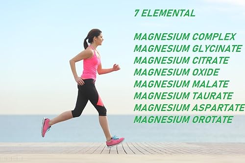 Miniatura 3 de Complejo de magnesio 7 Suplemento de magnesio elemental 1000 mg - Glicinato de magnesio, citrato, malato, taurato, óxido, aspartato, orotato sin OMG