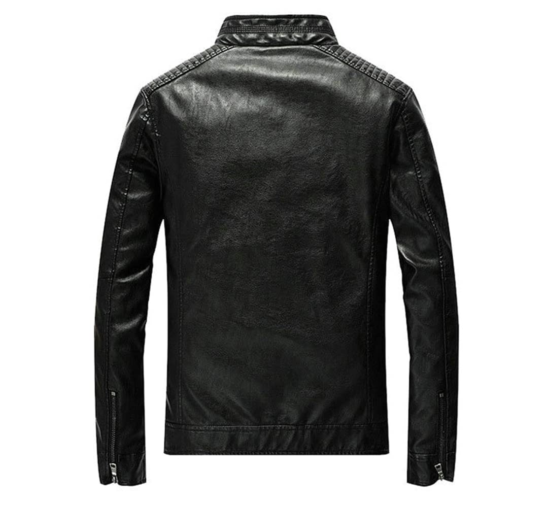 Wiosenna kurtka ze skóry PU męska solidna codzienna skórzana płaszcz slim fit kurtka motocyklowa odzież wierzchnia