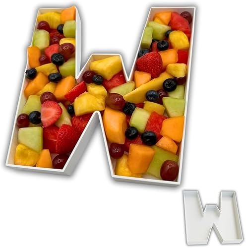 Miniatura 49 de Bandejas de plástico duro reutilizables y rellenables con letras y números para decoración de fiesta (E, Blanco)