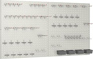 TORACK 97pcs Garage Storage, 48x24 inch Pegboard Wall Organizer, Metal Pegboard with Hooks, Garage Storage Bins, Utility T...