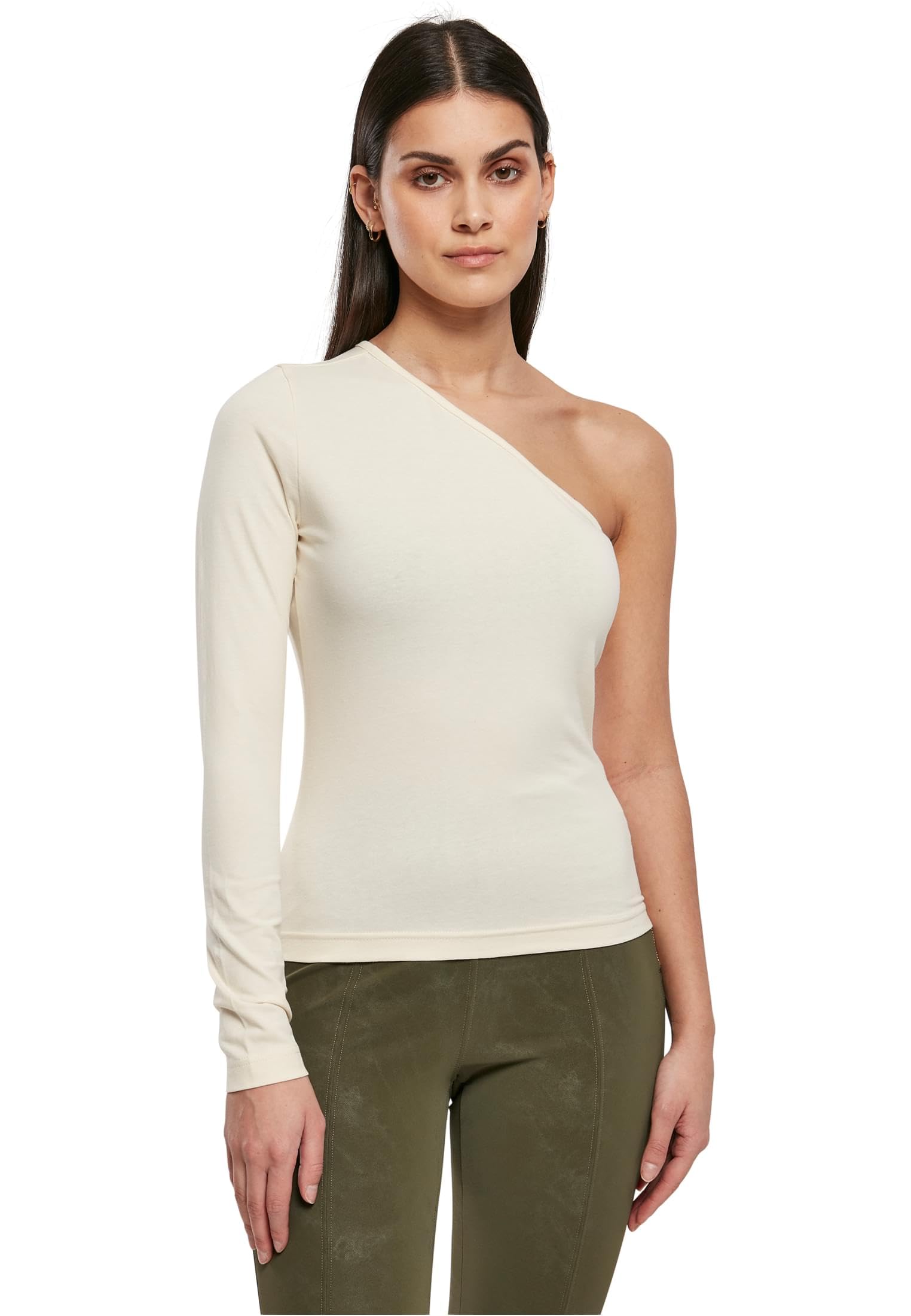 Urban Classics Women's Whitesand. Asymmetric Longsleeve T-Shirt, Whitesand, M