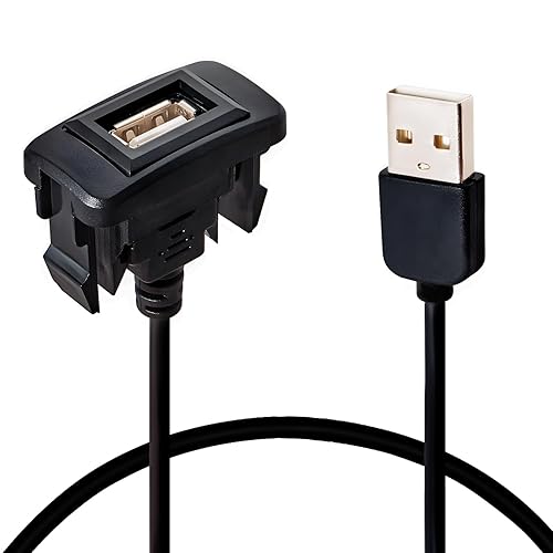 Anina Cargador de coche con puerto USB de 1.57 x 0.87 pulgadas para Toyota, adaptador de enchufe USB macho a hembra, cable de extensión de montaje