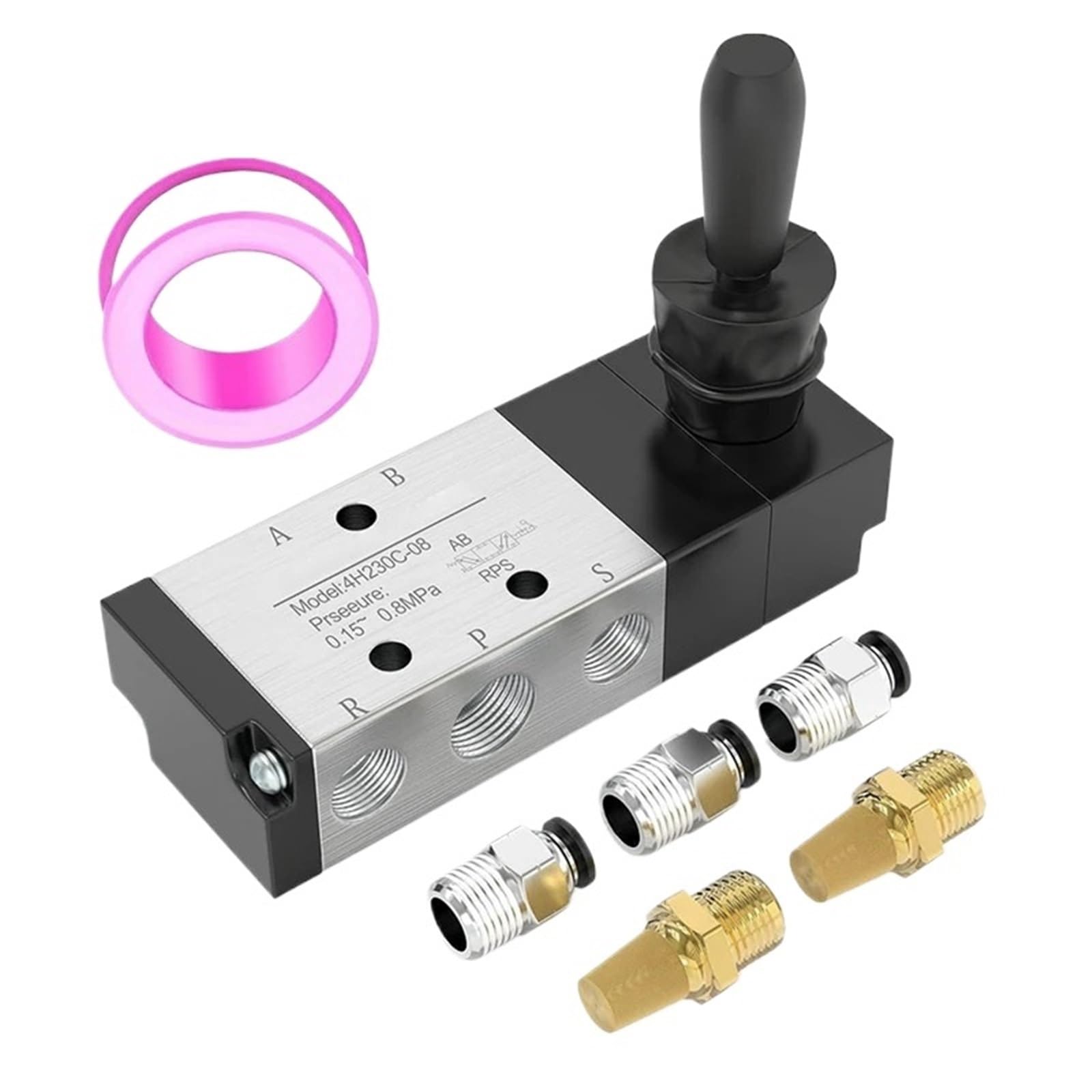 Válvula neumática de 5 vías control manual 1/4 NPT para distribución de aire en cilindros