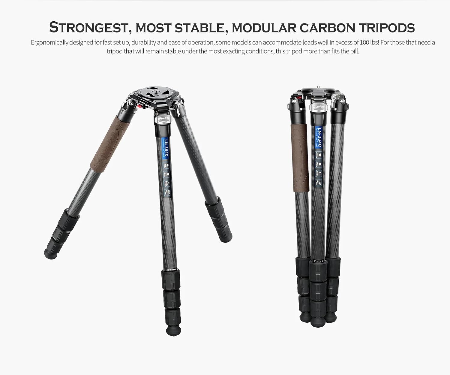 Leofoto LN-364C Heavy Duty Tripod with 75mm Bowl+Platform & Bag | Ball Head/Leveling Base Kit - LN-364C+YB-75LK