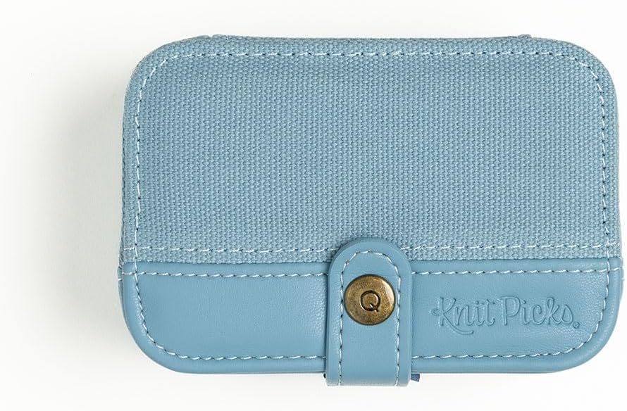 Knit Picks x dellaQ Blue Short Interchangeable Knitting Needles with Dusty Blue Buddy Case (Dusty Blue and Short Blue Needles)