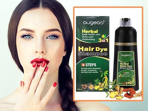 Miniatura 3 de AUGEAS - Champú permanente para el cabello negro de 16.9 fl oz, 3 en 1, champú orgánico natural de coloración rápida para hombres y mujeres para
