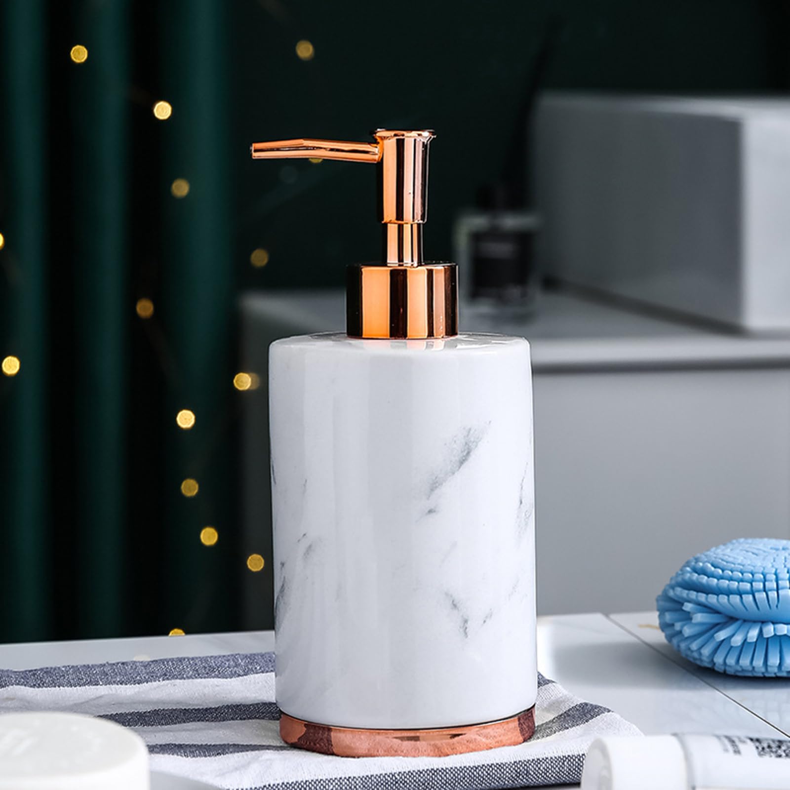 Badezimmer Seifenspender Set, 5 Teiliges Bathroom Accessories, Seifenspender Keramik, Zahnputzbecher, Seifenschale, Für Bad Organizer,Silber