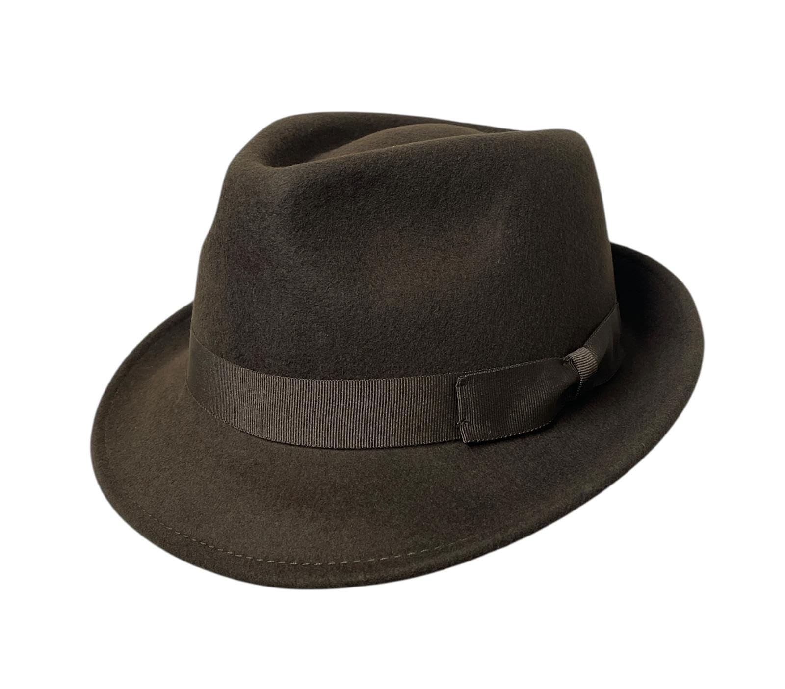 ROYALWORTH 100% Wool Trilby Hat Waterproof & Crushable Handmade with Grosgrain Band (UK, Numeric, 7, Brown)