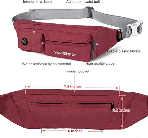 Miniatura 4 de Waterfly - Cangurera de poliéster, suave, angosta, resistente al agua, para hombre y mujer, para guardar iPhone 8 y Samsung S6