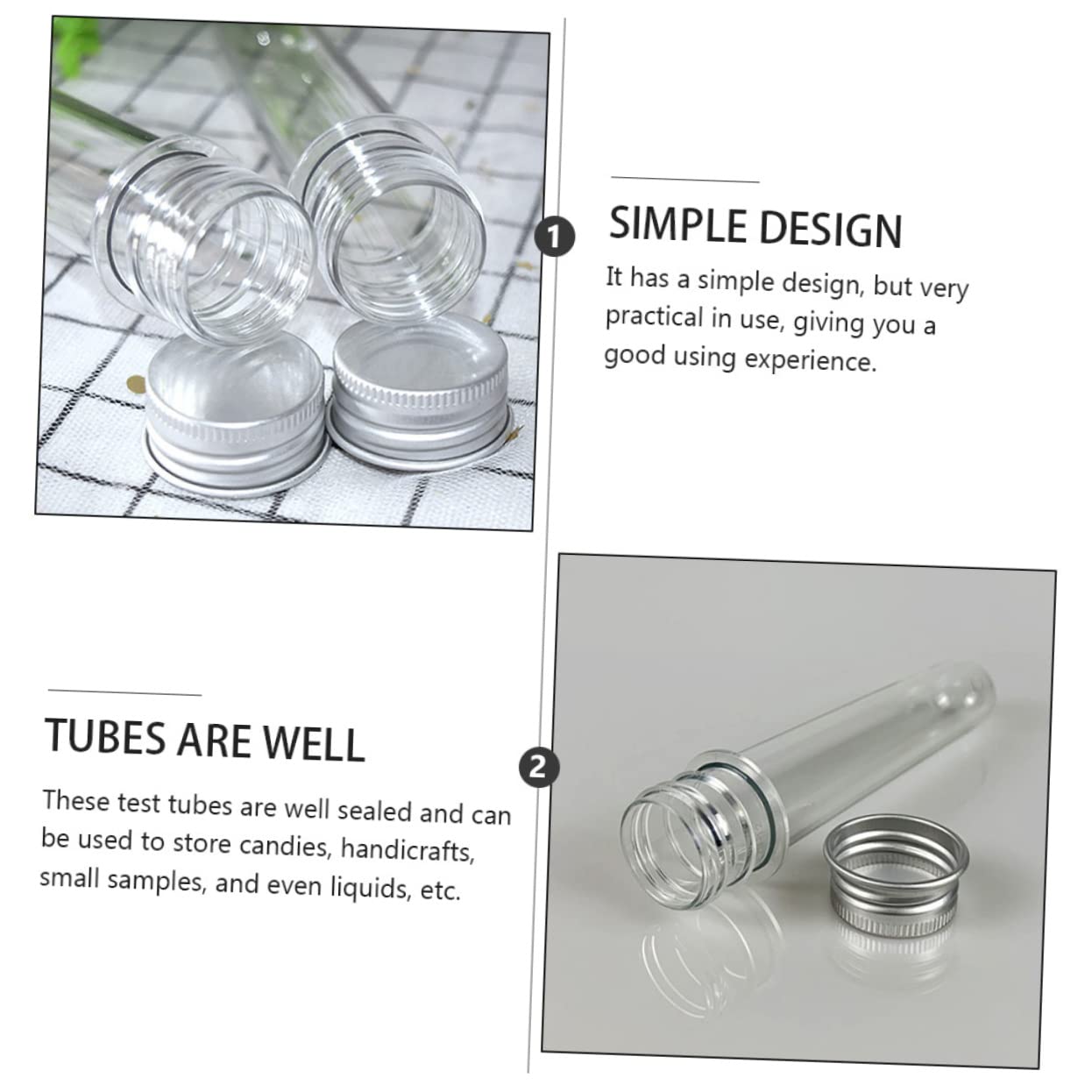 50pcs Cylindrical Tube Bottles Opening Storage Container for Candy Pill Bath Salt