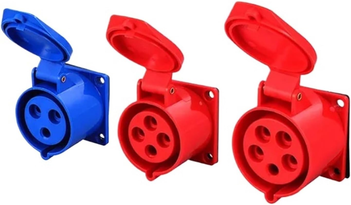 16A 32A 3P/4P/5P Industrial Plug and Socket Electrical Connector Waterproof Aviation Plug and Socket(Panel Mounted Socket,32A,4P)