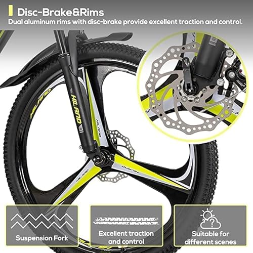 Hiland Adult/Youth Mens Womens Mountain Bike, Shimano 21 Speed, 26 Inch Bike, 15 17 Inch Frame Options, Dual-Disc Brake,Multiple Colors Bicycle For Womens,Mens Biking #TOP4