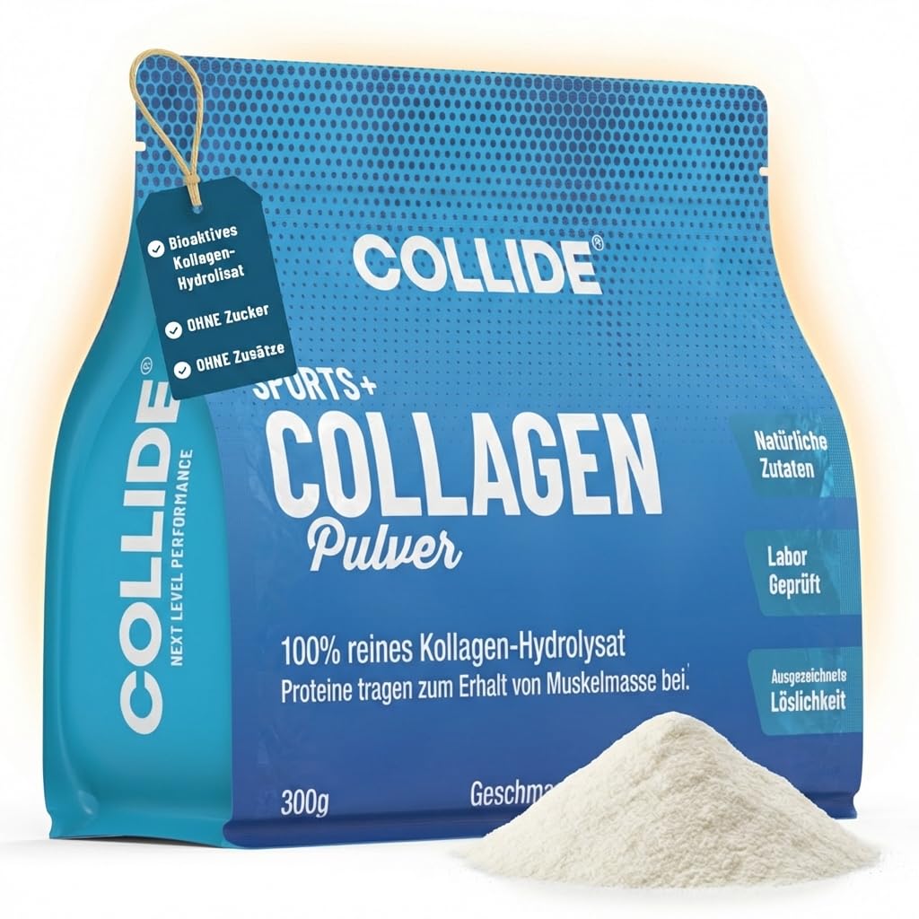 COLLIDE Sports+ Collagen Pulver - geschmacksneutral - 300g - 100% reines Kollagen-Hydrolysat - zuckerfrei & ohne Zusätze - Leicht Löslich - ideal für Wasser, Saft oder Proteinshakes