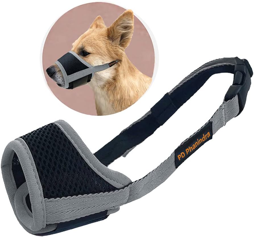 Phanindra Dog Muzzle Nylon Soft Muzzle Anti-Biting Barking Secure，Mesh Breathable Pets Muzzle for Small Medium Large Dogs