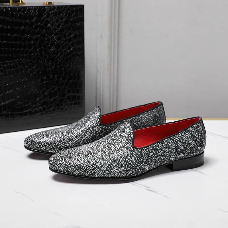 Authentic Real True Stingray Skin Men's Dress Loafers Genuine Exotic Leather High-end Craft Handmade Male Slip-on Shoes3
