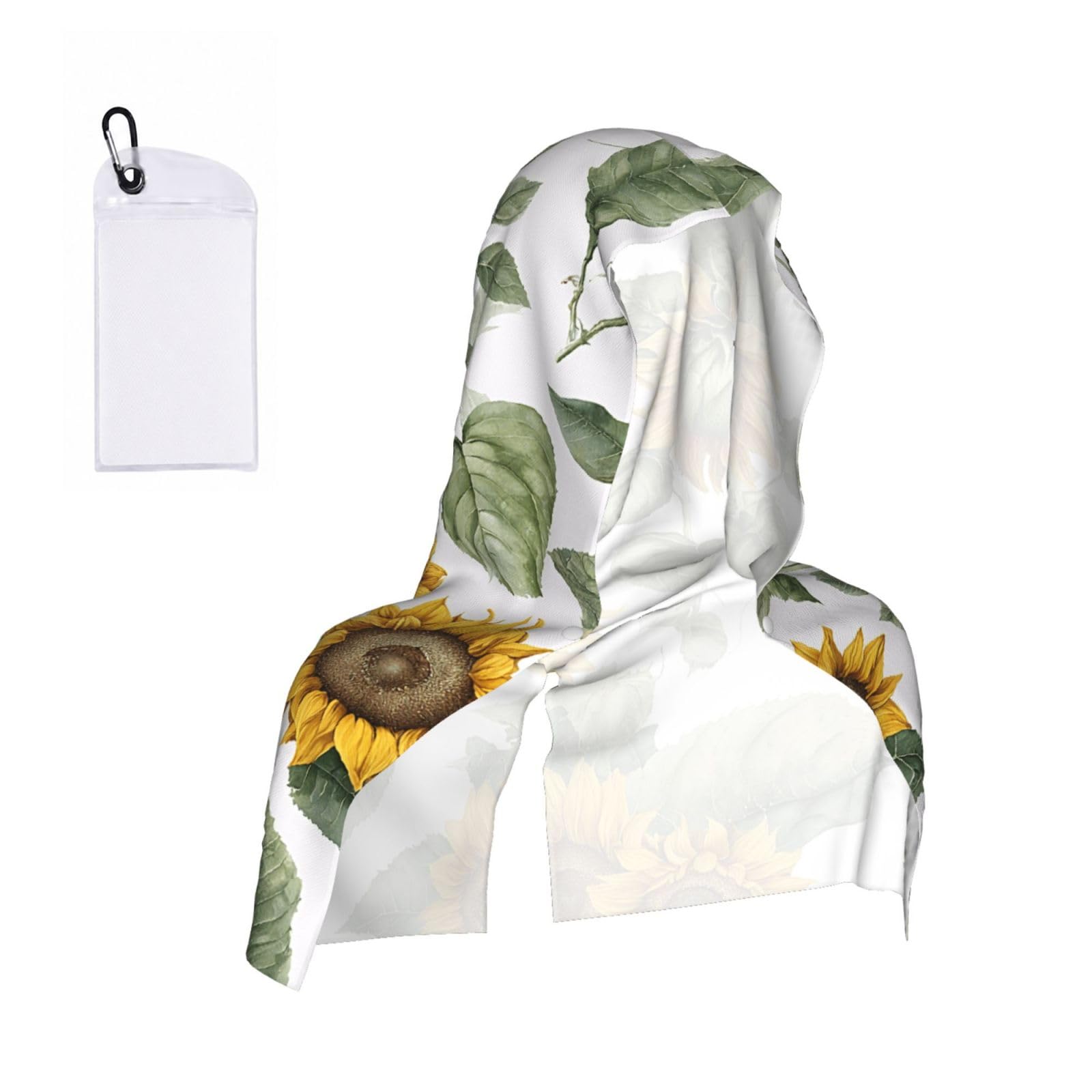 Fresh Sunflower Print Cooling Hoodie Towel, Cooling Towels For Neck And Face Sun Protection Instant Cool Hoodie(Sport/Camping/Work Out/Hot Weather)
