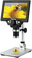 Microscópio USB digital LCD de 7 polegadas, Koolertron, 12 MP, ampliação 1-1200 x, câmera de vídeo, gravadora de vídeo com tela, 8 luzes de LED, bateria recarregável para reparo de